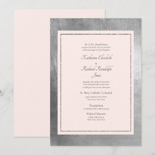 Invitation de mariage formelle et élégante rose et