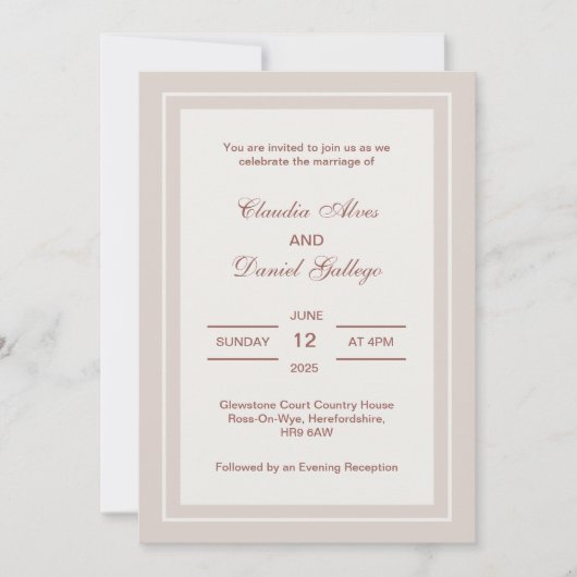 Invitation de mariage formelle minimaliste (Devant)