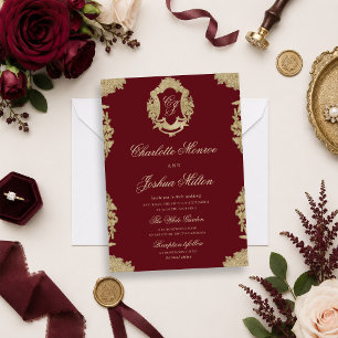 Invitation de mariage formelle Monogramme vintage
