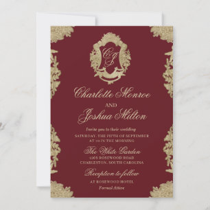 Invitation de mariage formelle Monogramme vintage