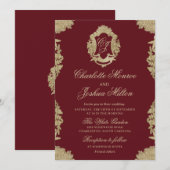 Invitation de mariage formelle Monogramme vintage (Devant / Derrière)