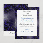Invitation de mariage fractale bleue moderne (Devant / Derrière)
