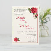 Invitation de mariage fraises et roses rouges (Debout devant)