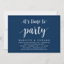 Invitation de mariage fuite moderne bleu marine sc