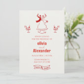 Invitation de mariage funky rétro couleur moderne (Debout devant)