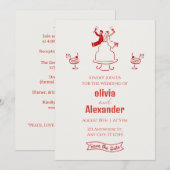 Invitation de mariage funky rétro couleur moderne (Devant / Derrière)