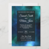 Invitation de mariage Galaxie Bleu Vert Nébuleuse (Devant)