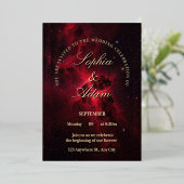 Invitation de mariage Galaxie Rouge Élégant (Debout devant)