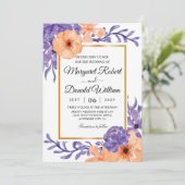 invitation de mariage géométrique à fleurs orange (Debout devant)