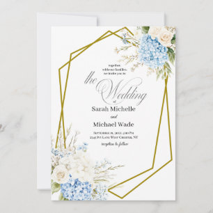 Invitation de mariage géométrique à l'hortensia bl