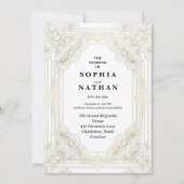 Invitation de mariage géométrique Art Déco or (Devant)