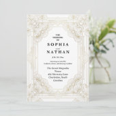 Invitation de mariage géométrique Art Déco or (Debout devant)