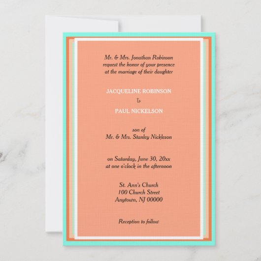 Invitation de mariage géométrique bleu de melon ca (Devant)