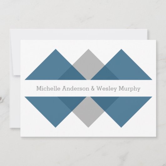 Invitation de mariage géométrique gris bleu (Devant)