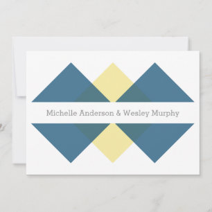 Invitation de mariage géométrique jaune bleu