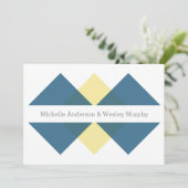 Invitation de mariage géométrique jaune bleu (Debout devant)