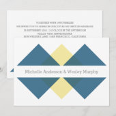 Invitation de mariage géométrique jaune bleu (Devant / Derrière)