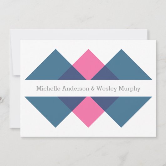 Invitation de mariage géométrique rose bleu (Devant)