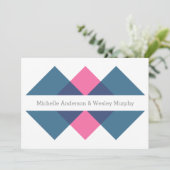 Invitation de mariage géométrique rose bleu (Debout devant)