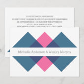 Invitation de mariage géométrique rose bleu (Devant / Derrière)