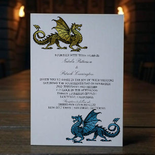 Invitation de mariage Gold Blue Dragon