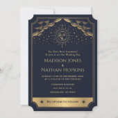 Invitation de mariage Gold & Blue Sun et Moon Taro (Devant)