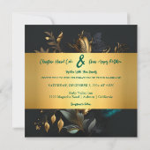 Invitation de mariage Gold et Blue Garden (Dos)