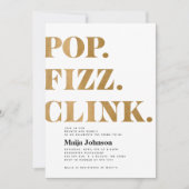 Invitation de mariage Gold Pop Fizz Clink (Devant)