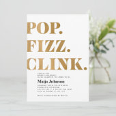 Invitation de mariage Gold Pop Fizz Clink (Debout devant)