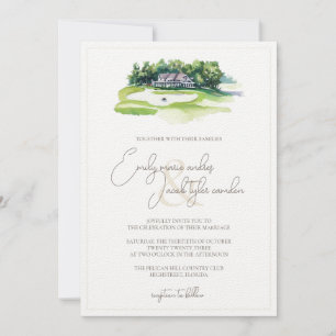 Invitation de mariage - Golf en Aquarelle