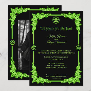 Invitation de mariage gothique à lueur verte ensor