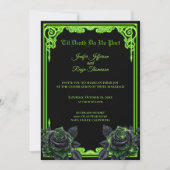 Invitation de mariage gothique à néon vert (Devant)