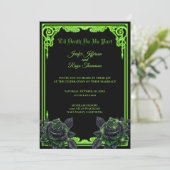 Invitation de mariage gothique à néon vert (Debout devant)