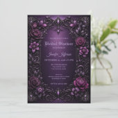 Invitation de mariage gothique aux fleurs violette (Debout devant)