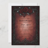 Invitation de mariage gothique aux roses rouges (Devant)