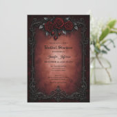 Invitation de mariage gothique aux roses rouges (Debout devant)