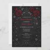 Invitation de mariage gothique aux roses rouges (Devant)