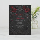 Invitation de mariage gothique aux roses rouges (Debout devant)