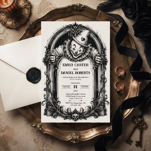 Invitation de mariage gothique Clown Effrayant