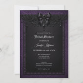 Invitation de mariage gothique dentelle noir viole (Devant)