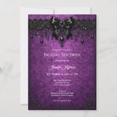 Invitation de mariage gothique dentelle noir viole (Devant)