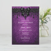 Invitation de mariage gothique dentelle noir viole (Debout devant)
