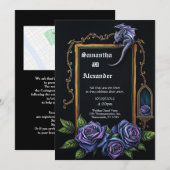Invitation de mariage gothique Dragon Violet et Ro (Devant / Derrière)