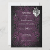 Invitation de mariage gothique élégant violet Hall (Devant)