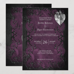 Invitation de mariage gothique élégant violet Hall