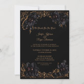 Invitation de mariage gothique élégante à orchidée (Devant)