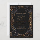 Invitation de mariage gothique élégante à orchidée (Devant)