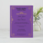Invitation de mariage gothique élégante violette e (Debout devant)