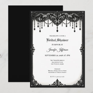 Invitation de mariage gothique en dentelle noire