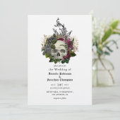 Invitation de mariage gothique Floral Skull Hallow (Debout devant)
